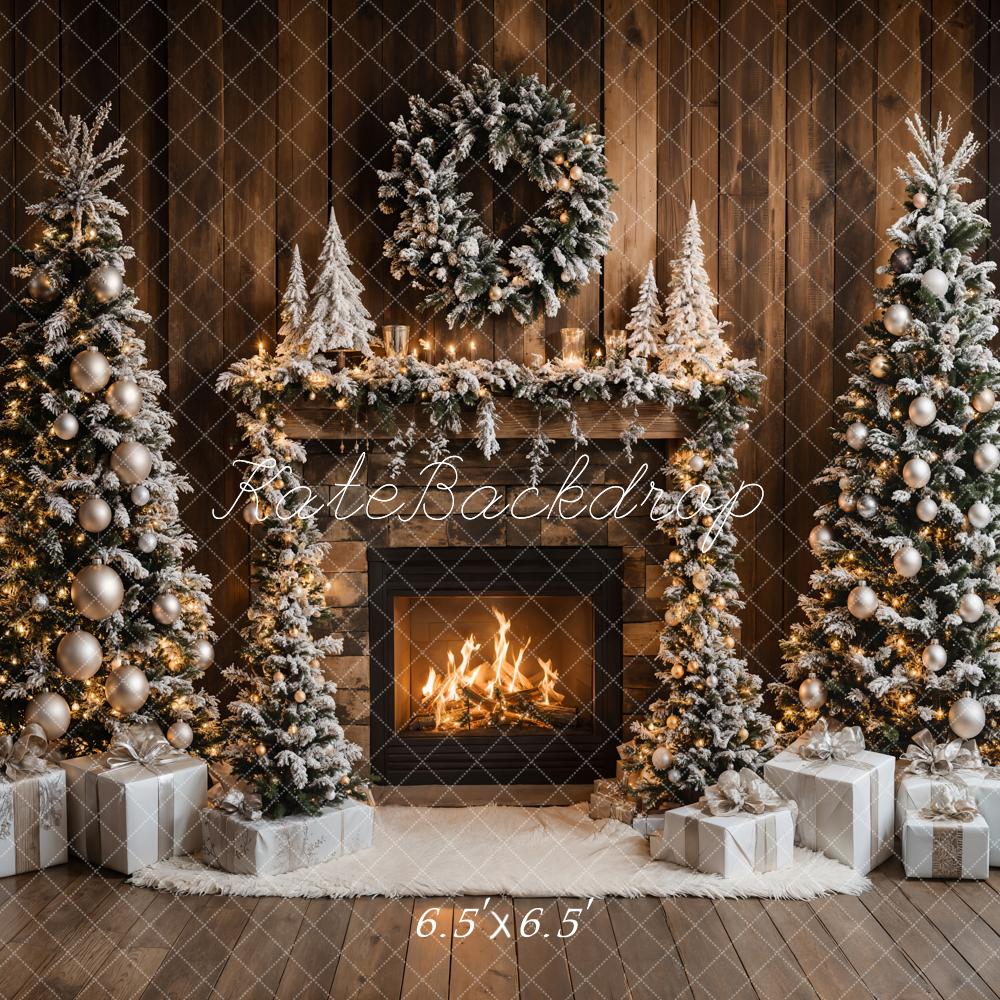 Kate Christmas Tree Fireplace Wood Wall Backdrop Designed by Emetselch - Image 4