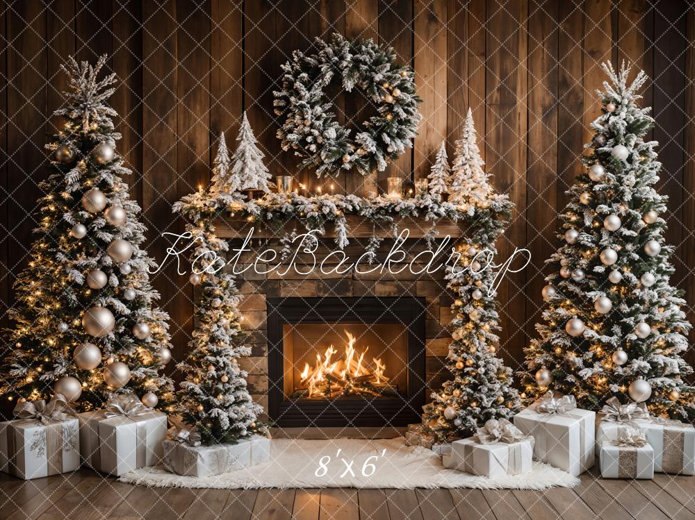 Kate Christmas Tree Fireplace Wood Wall Backdrop Designed by Emetselch - Image 5