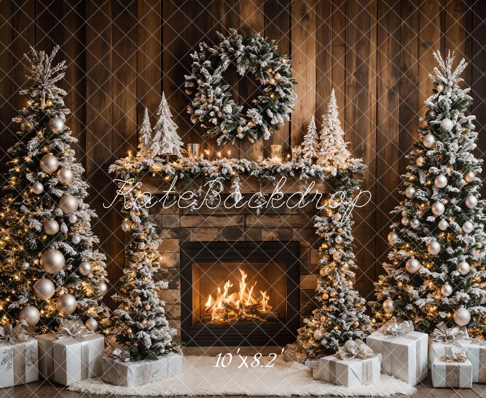 Kate Christmas Tree Fireplace Wood Wall Backdrop Designed by Emetselch - Image 7