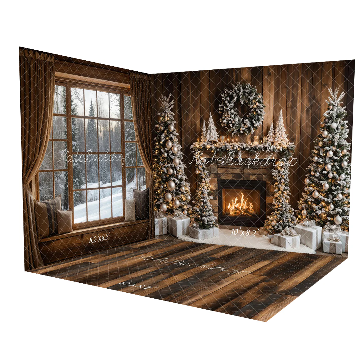 Kate Christmas Tree Fireplace Wood Wall Room Set - Image 2