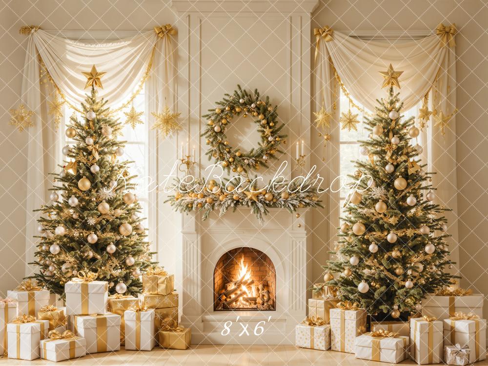 Kate Christmas Tree Fireplace Wreath Gifts Backdrop Designed by Emetselch - Image 10
