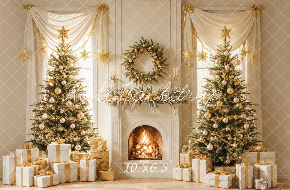 Kate Christmas Tree Fireplace Wreath Gifts Backdrop Designed by Emetselch - Image 11