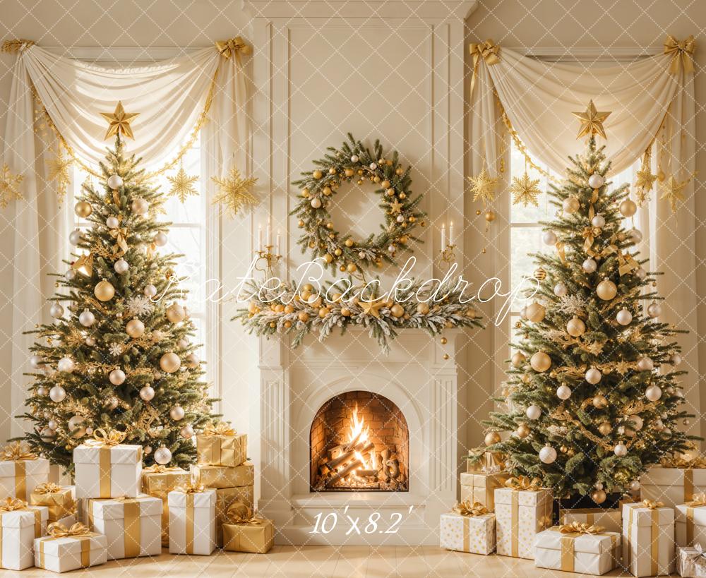 Kate Christmas Tree Fireplace Wreath Gifts Backdrop Designed by Emetselch - Image 12