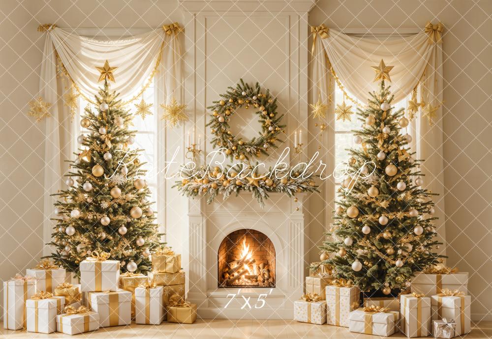 Kate Christmas Tree Fireplace Wreath Gifts Backdrop Designed by Emetselch - Image 2