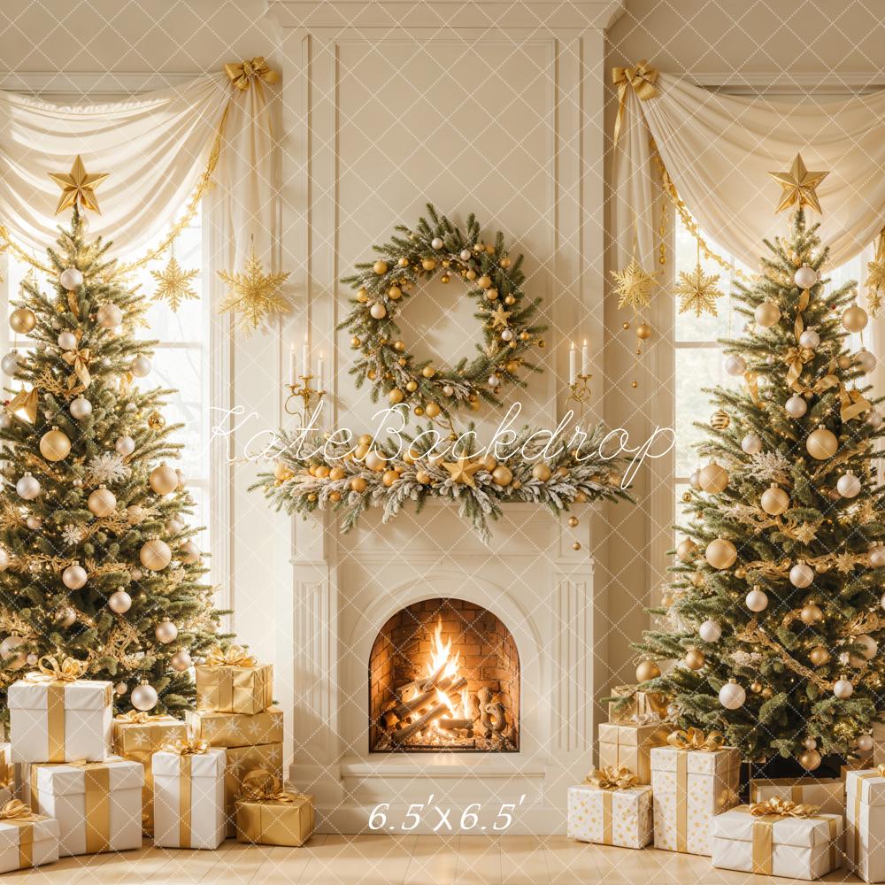 Kate Christmas Tree Fireplace Wreath Gifts Backdrop Designed by Emetselch - Image 8