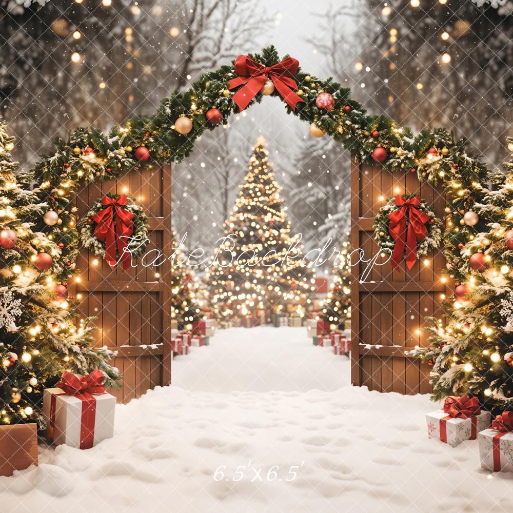 Kate Christmas Tree Garland Gifts Snow Backdrop Designed by Emetselch - Image 2