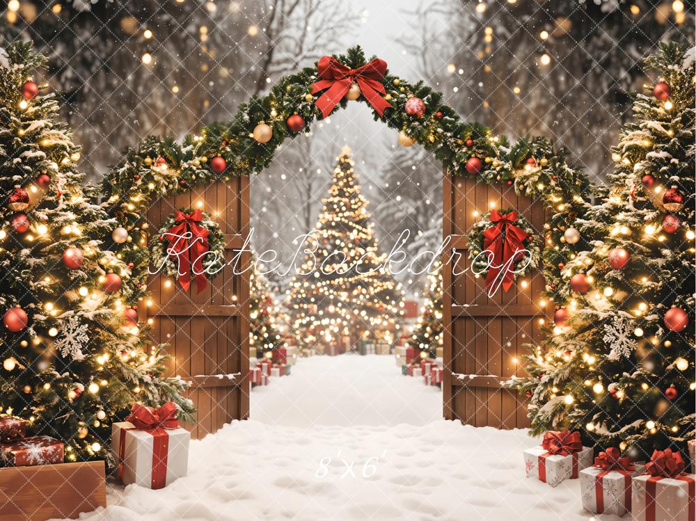 Kate Christmas Tree Garland Gifts Snow Backdrop Designed by Emetselch - Image 3