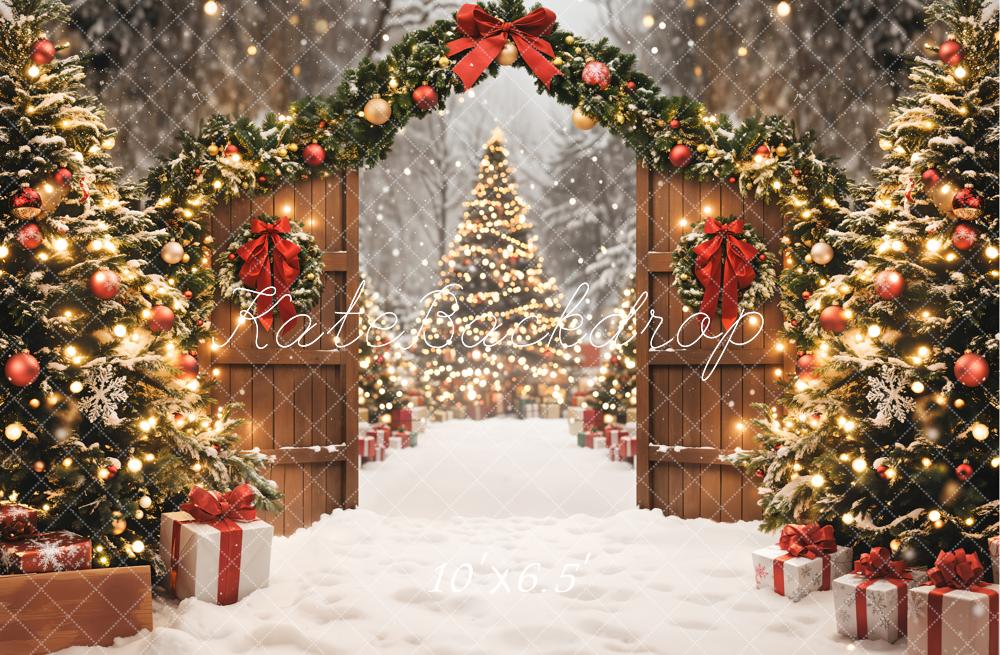 Kate Christmas Tree Garland Gifts Snow Backdrop Designed by Emetselch - Image 4