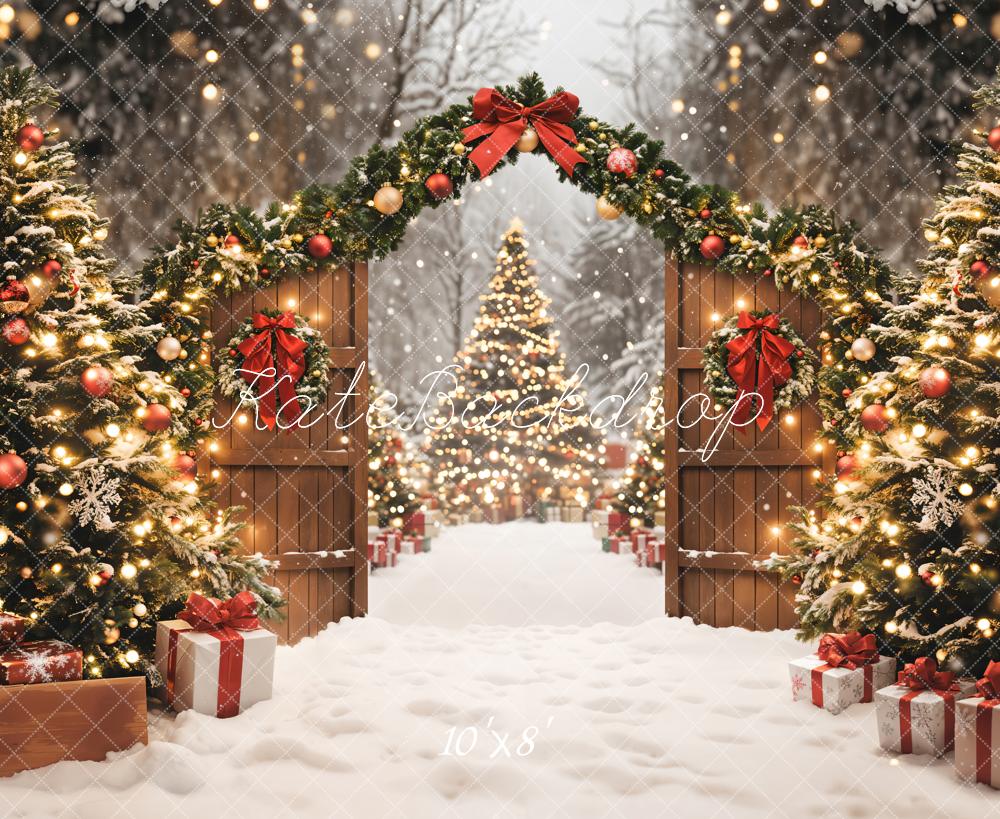 Kate Christmas Tree Garland Gifts Snow Backdrop Designed by Emetselch - Image 6