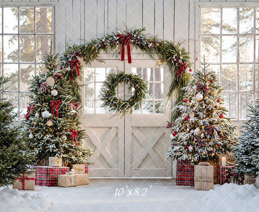 Kate Christmas Tree Garland Presents Fleece Backdrop Designed by Emetselch - Image 3