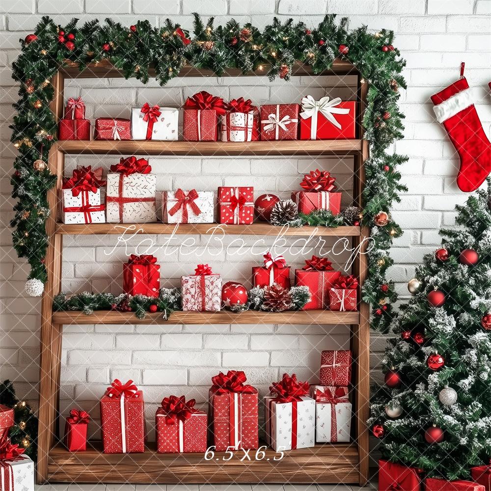 Kate Christmas Tree Gifts Shelf Wooden Ladder Backdrop Designed by Patty Robert - Image 2