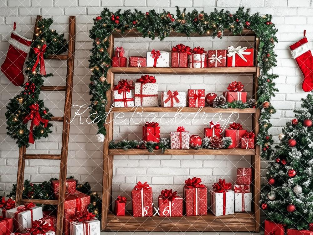 Kate Christmas Tree Gifts Shelf Wooden Ladder Backdrop Designed by Patty Robert - Image 3