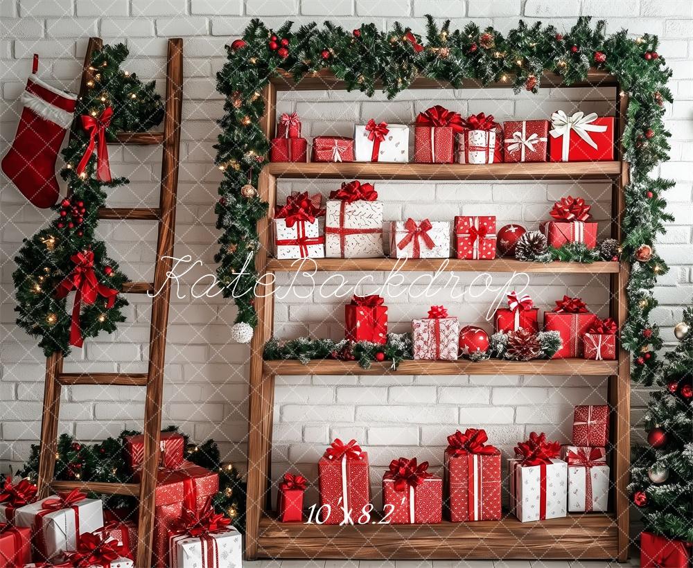 Kate Christmas Tree Gifts Shelf Wooden Ladder Backdrop Designed by Patty Robert - Image 5