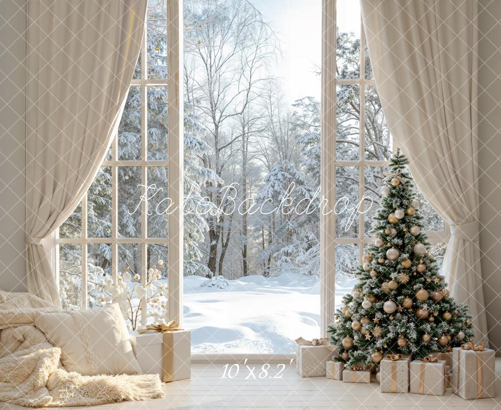 Kate Christmas Tree Gifts Snowy Window Backdrop Designed by Emetselch - Image 6