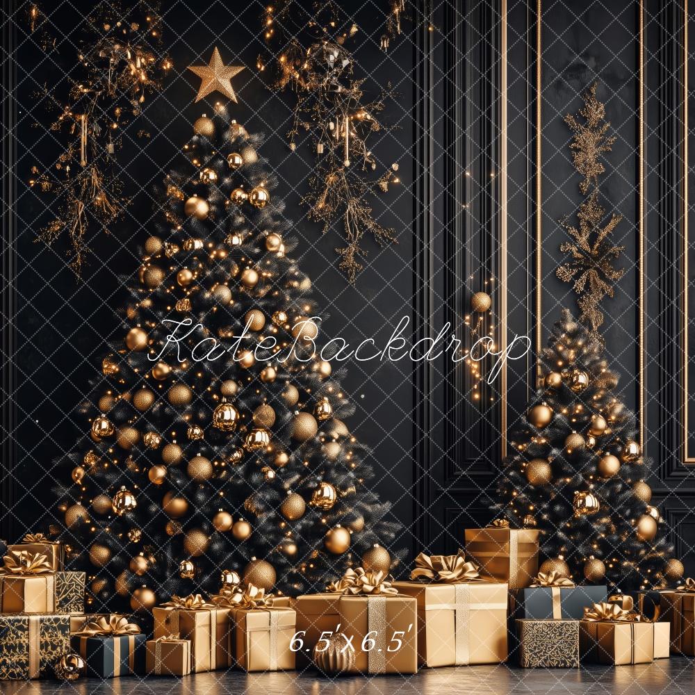 Kate Christmas Tree Golden Gifts Black Backdrop Designed by Patty Robert - Image 2