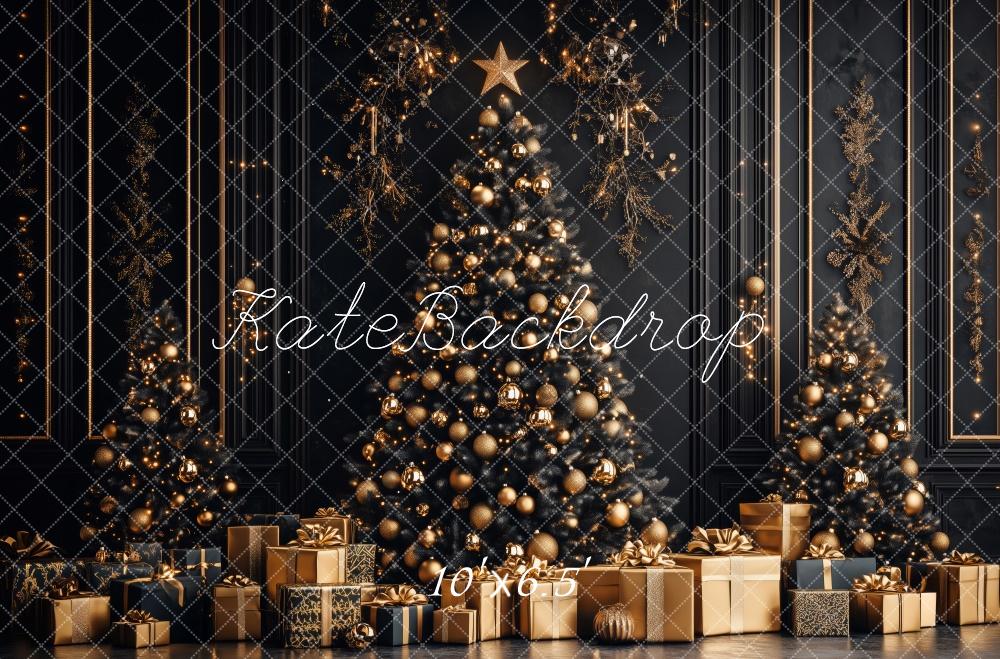 Kate Christmas Tree Golden Gifts Black Backdrop Designed by Patty Robert - Image 4