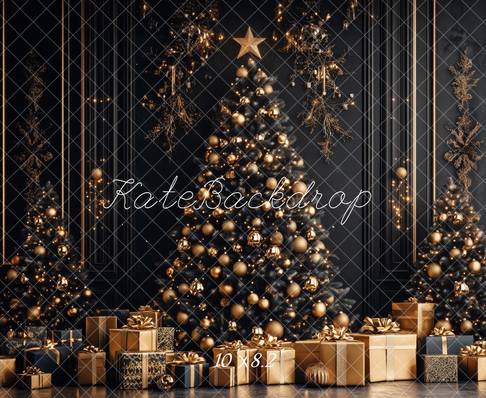 Kate Christmas Tree Golden Gifts Black Backdrop Designed by Patty Robert - Image 5