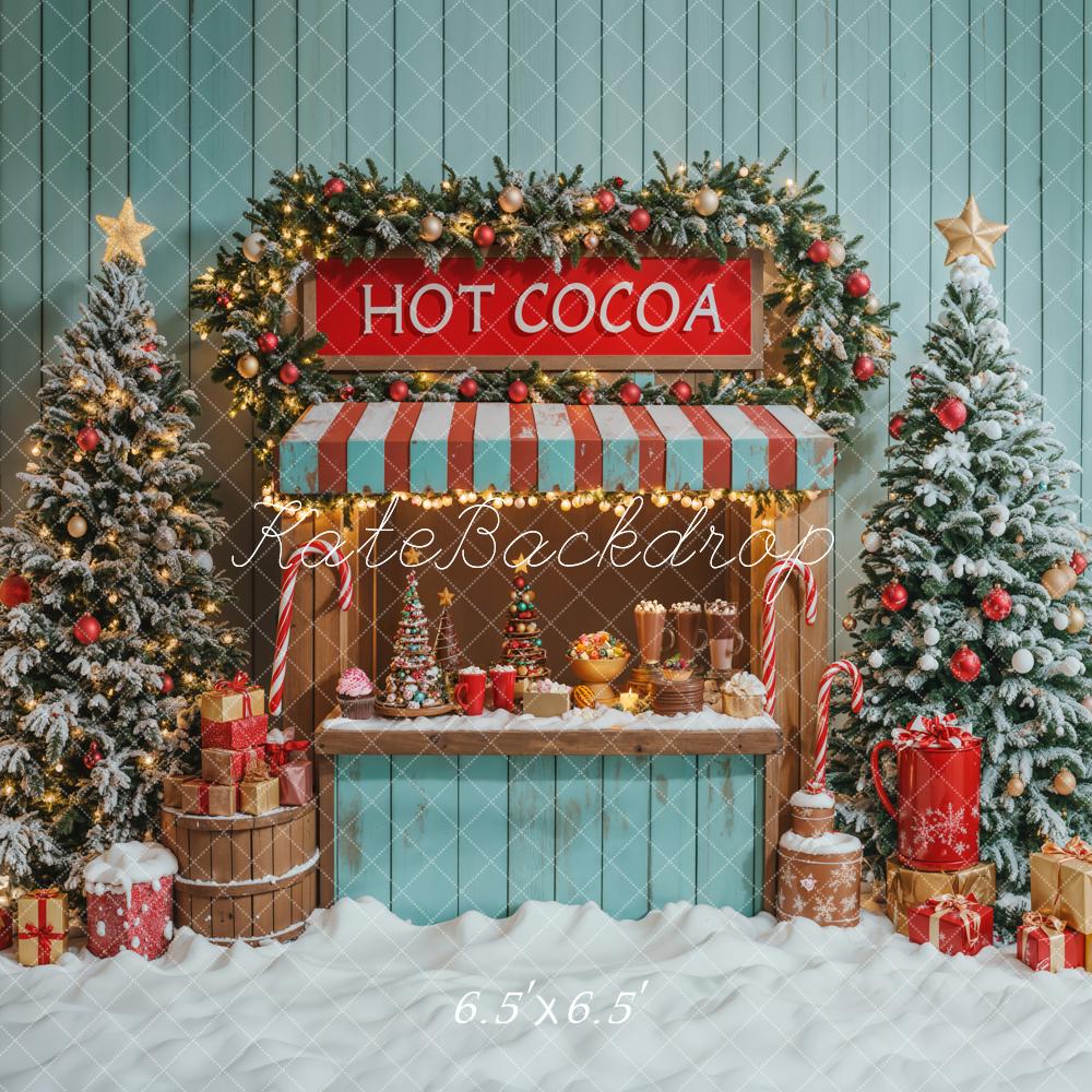 Kate Christmas Tree Hot Cocoa Stand Blue Backdrop Designed by Emetselch - Image 4