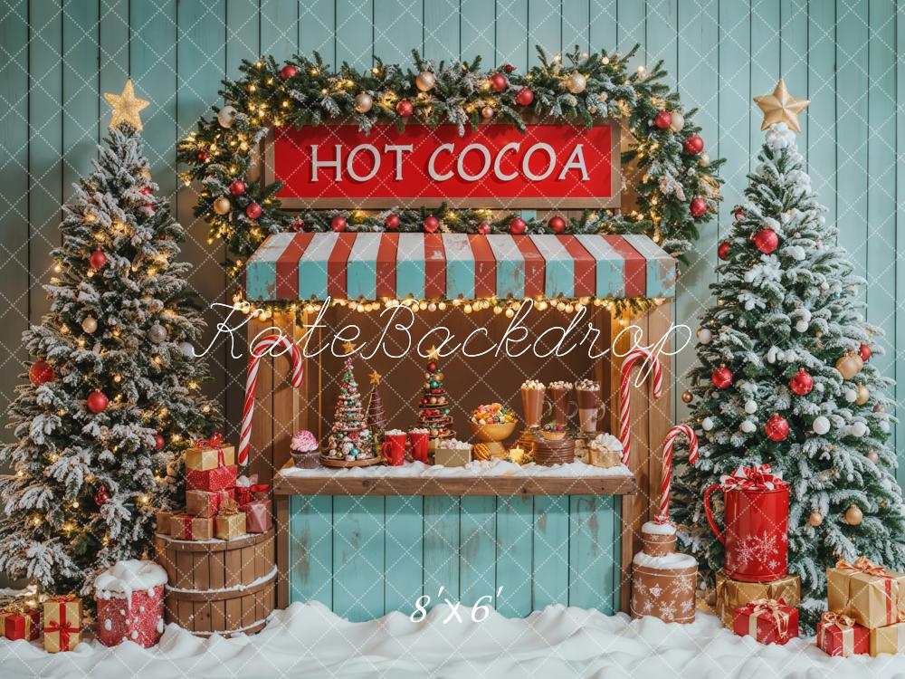 Kate Christmas Tree Hot Cocoa Stand Blue Backdrop Designed by Emetselch - Image 5