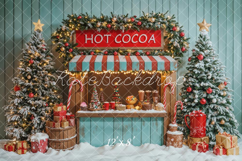 Kate Christmas Tree Hot Cocoa Stand Blue Backdrop Designed by Emetselch - Image 9