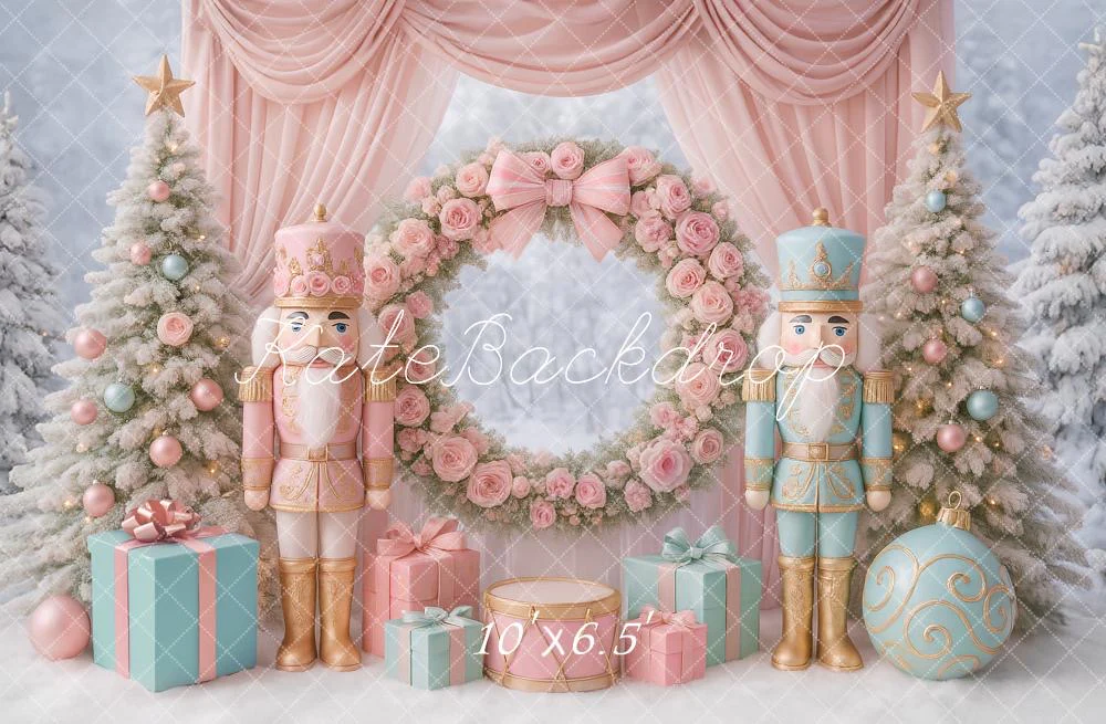 Kate Christmas Tree Nutcracker Wreath Curtains Backdrop Designed by Ashley Paul - Image 4