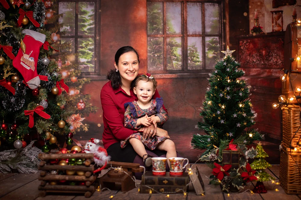 Kate Christmas Tree Window Photography Backdrop Retro Piano Photo Background - Image 6