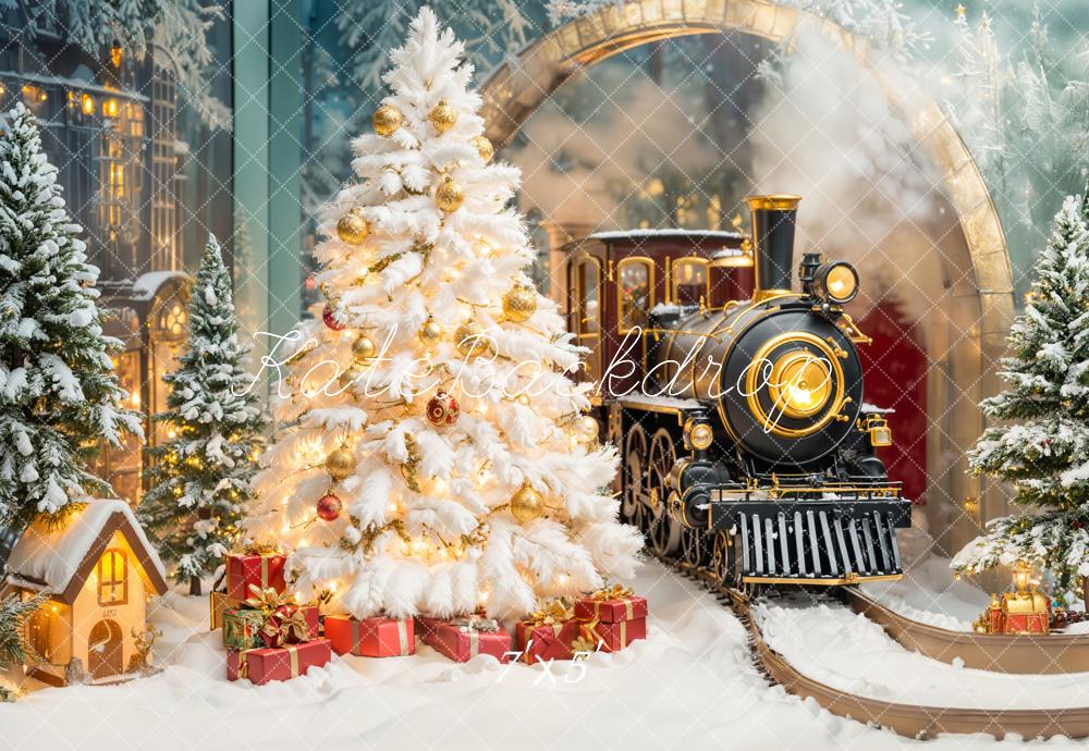 Kate Christmas Tree Polar Train Arch Gifts Backdrop Designed by Emetselch - Image 2