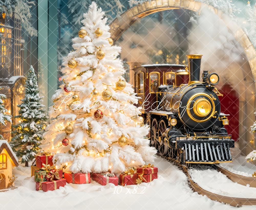 Kate Christmas Tree Polar Train Arch Gifts Backdrop Designed by Emetselch - Image 6