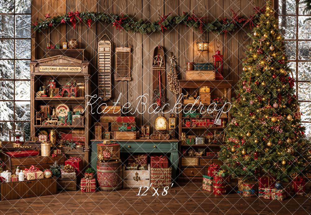Kate Christmas Tree Presents Toy Room Fleece Backdrop Designed by Emetselch - Image 4