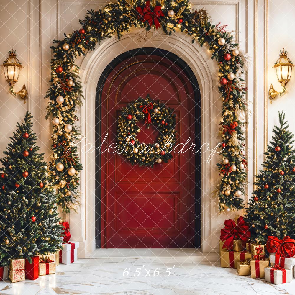 Kate Christmas Tree Red Door Arch Backdrop Designed by Emetselch - Image 2