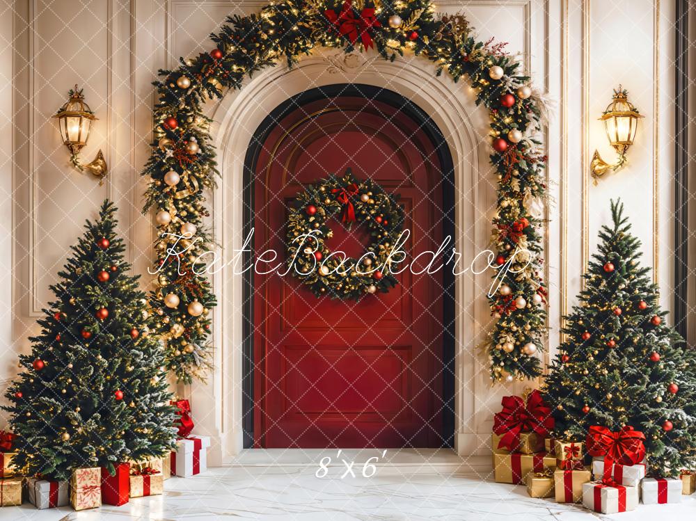 Kate Christmas Tree Red Door Arch Backdrop Designed by Emetselch - Image 3