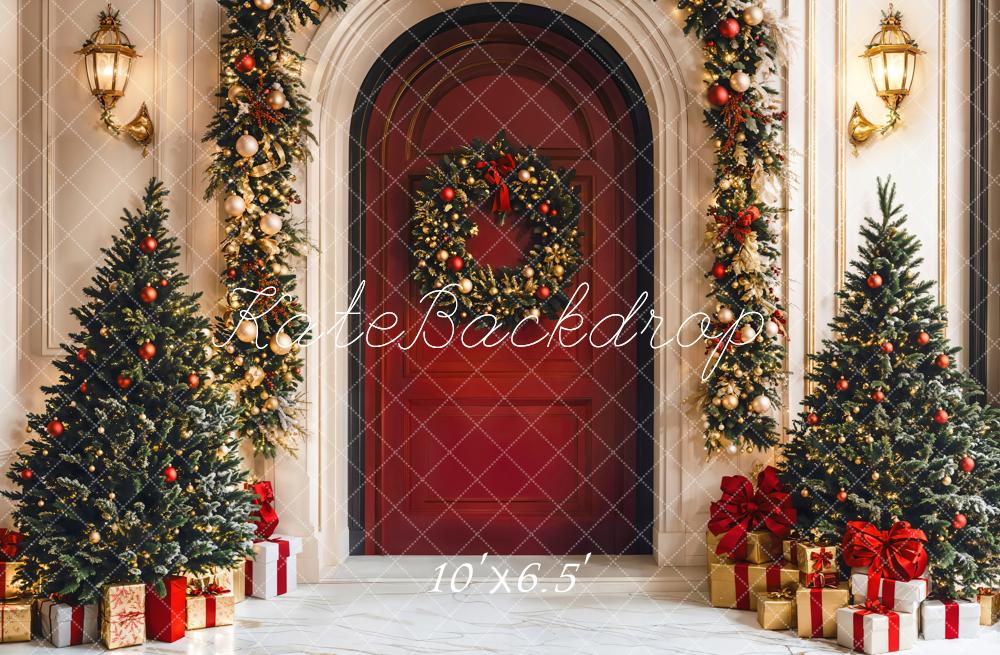 Kate Christmas Tree Red Door Arch Backdrop Designed by Emetselch - Image 4