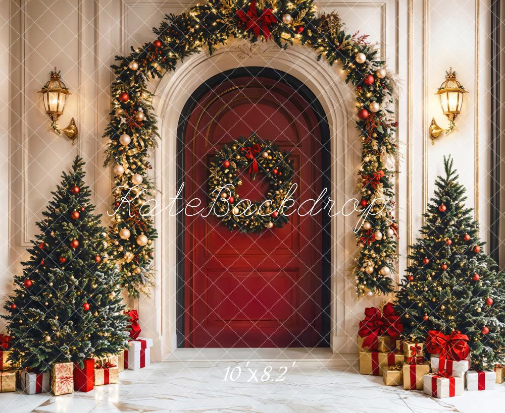 Kate Christmas Tree Red Door Arch Backdrop Designed by Emetselch - Image 5