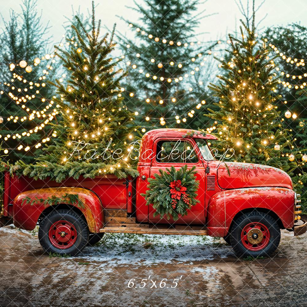 Kate Christmas Tree Red Truck Backdrop Designed by Emetselch - Image 2
