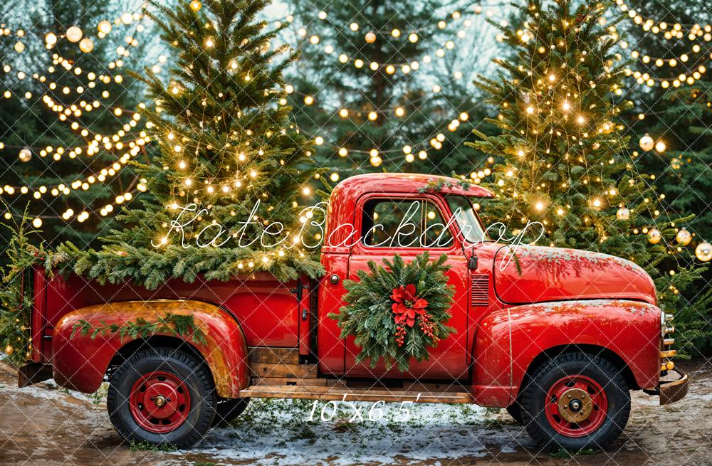 Kate Christmas Tree Red Truck Backdrop Designed by Emetselch - Image 4