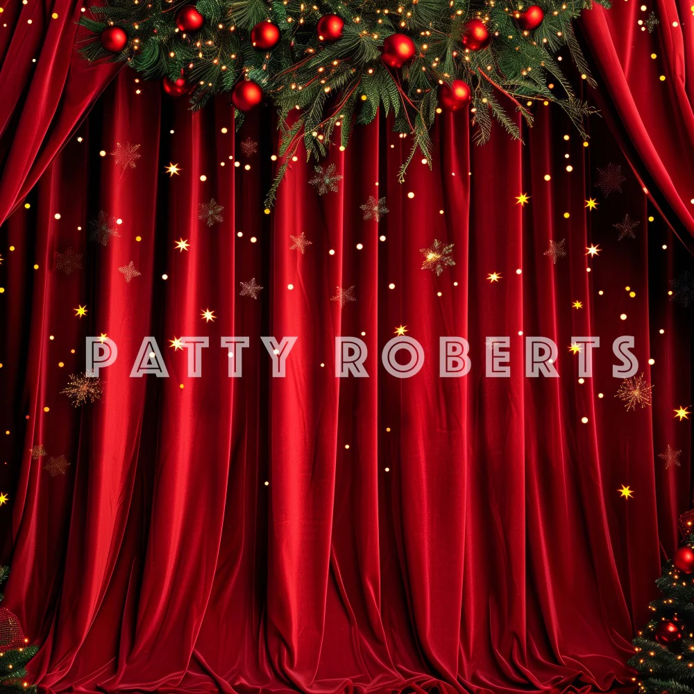 Kate Christmas Tree Red Velvet Curtains Backdrop Designed by Patty Robert - Image 2