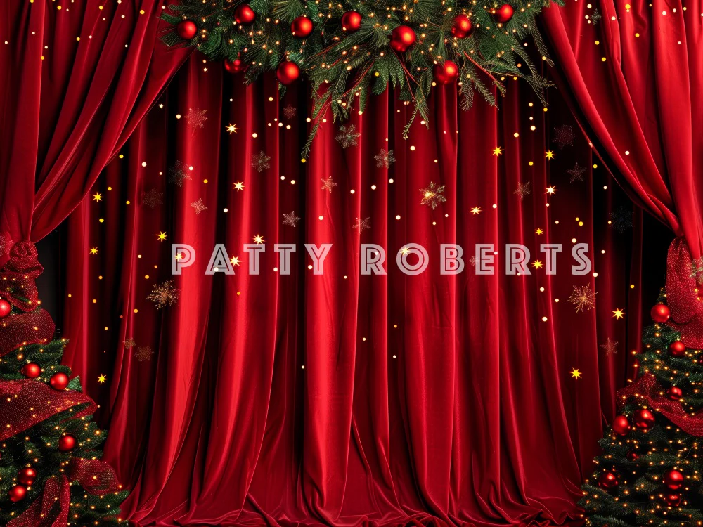 Kate Christmas Tree Red Velvet Curtains Backdrop Designed by Patty Robert - Image 3