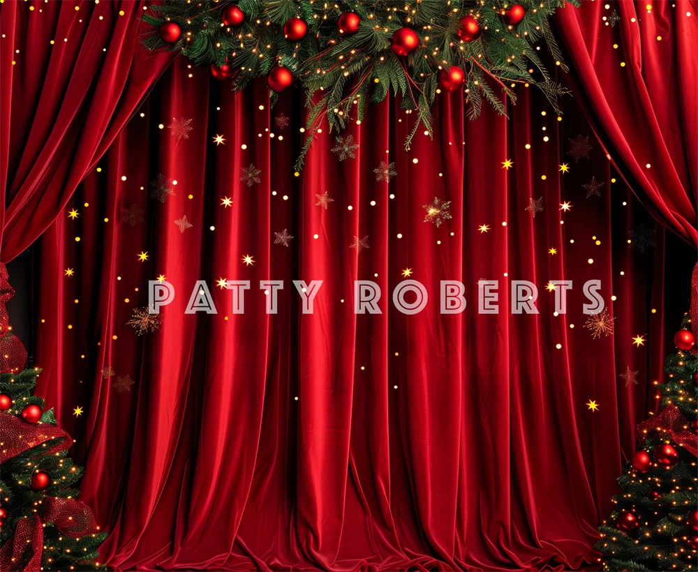 Kate Christmas Tree Red Velvet Curtains Backdrop Designed by Patty Robert - Image 5