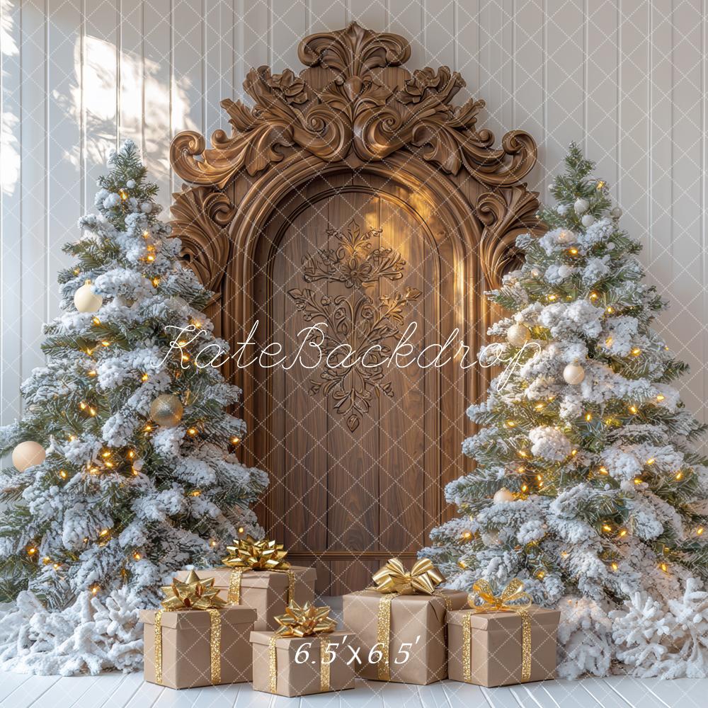 Kate Christmas Tree Retro Wood Door Gifts Backdrop Designed by Mini MakeBelieve - Image 2