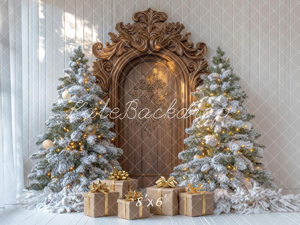 Kate Christmas Tree Retro Wood Door Gifts Backdrop Designed by Mini MakeBelieve - Image 3