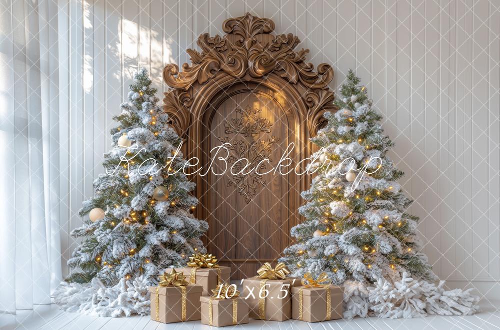 Kate Christmas Tree Retro Wood Door Gifts Backdrop Designed by Mini MakeBelieve - Image 4