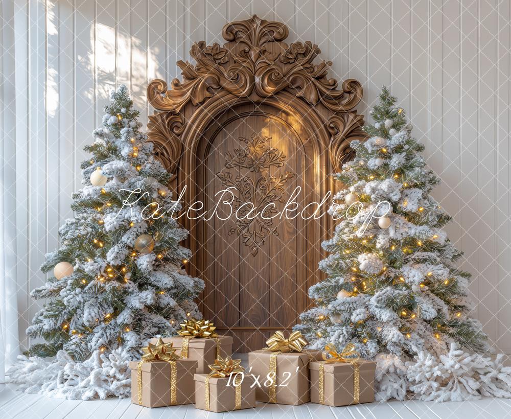 Kate Christmas Tree Retro Wood Door Gifts Backdrop Designed by Mini MakeBelieve - Image 5
