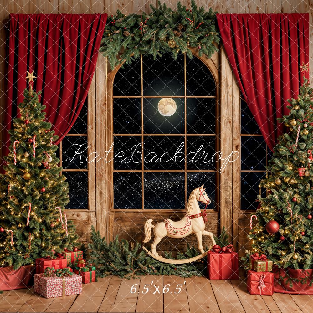 Kate Christmas Tree Rocking Horse Moon Backdrop Designed by Emetselch - Image 2