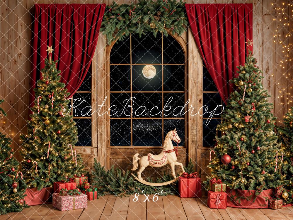 Kate Christmas Tree Rocking Horse Moon Backdrop Designed by Emetselch - Image 3