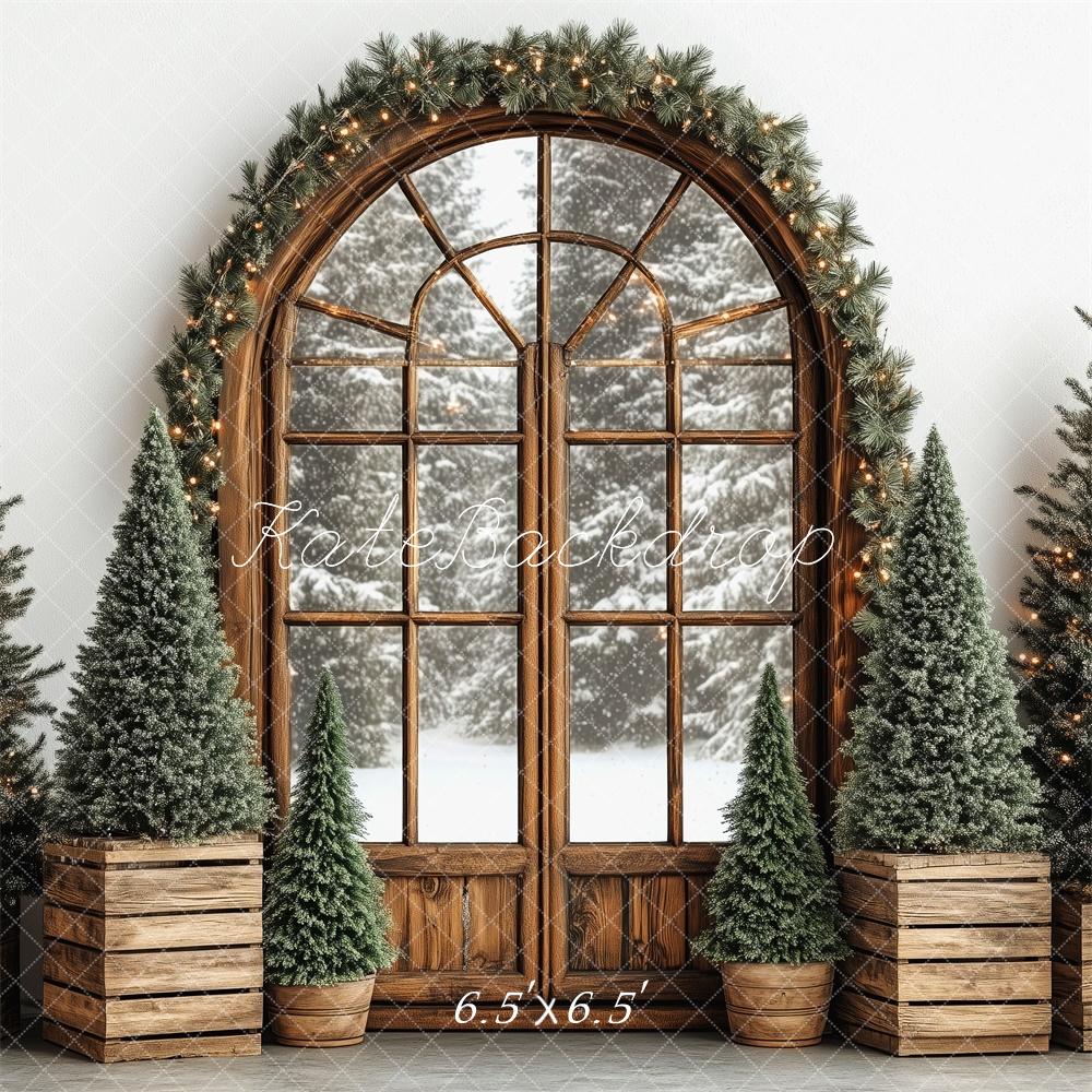 Kate Christmas Tree Rustic Arched Window Backdrop Designed by Patty Robert - Image 2