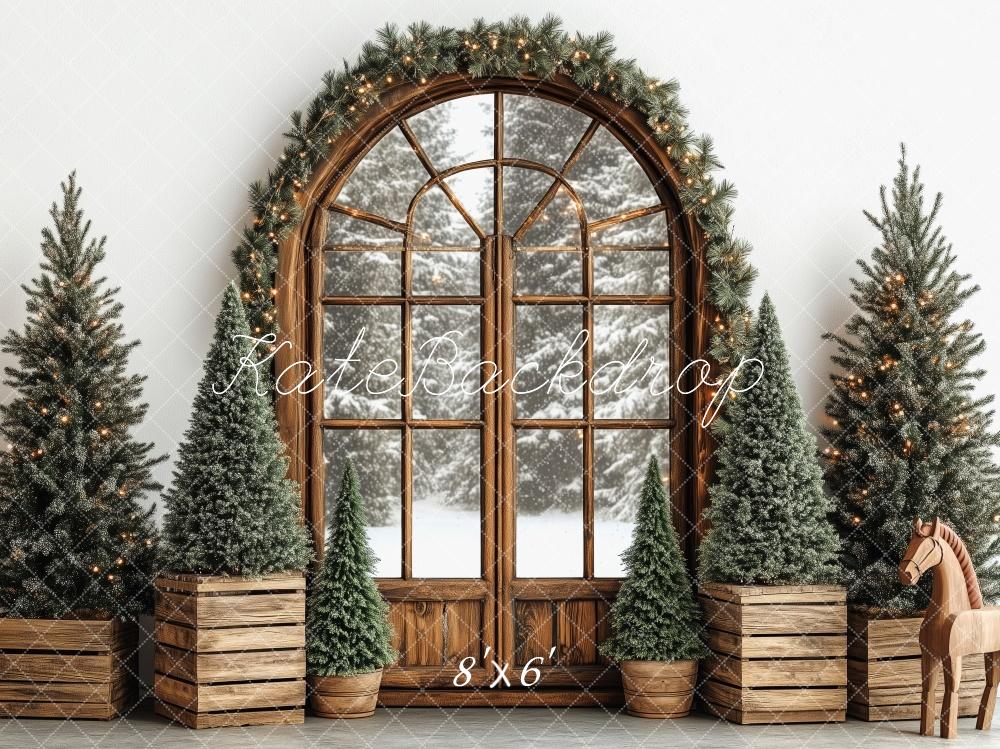 Kate Christmas Tree Rustic Arched Window Backdrop Designed by Patty Robert - Image 3