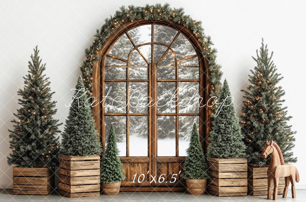 Kate Christmas Tree Rustic Arched Window Backdrop Designed by Patty Robert - Image 4