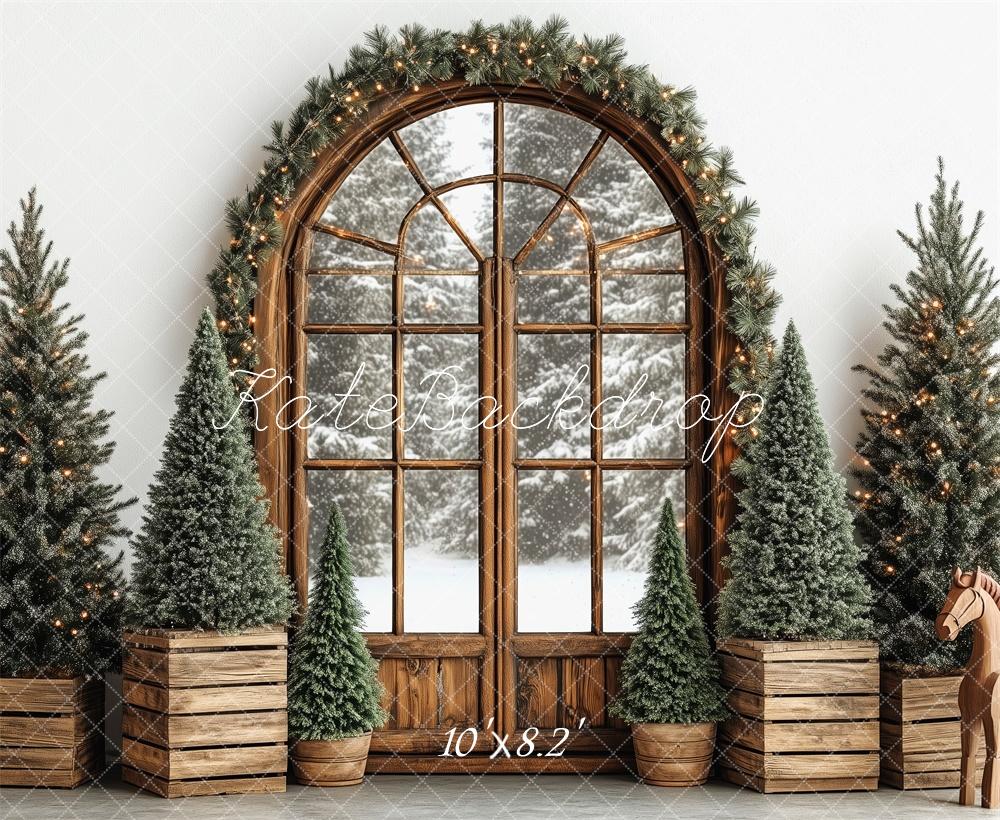 Kate Christmas Tree Rustic Arched Window Backdrop Designed by Patty Robert - Image 5