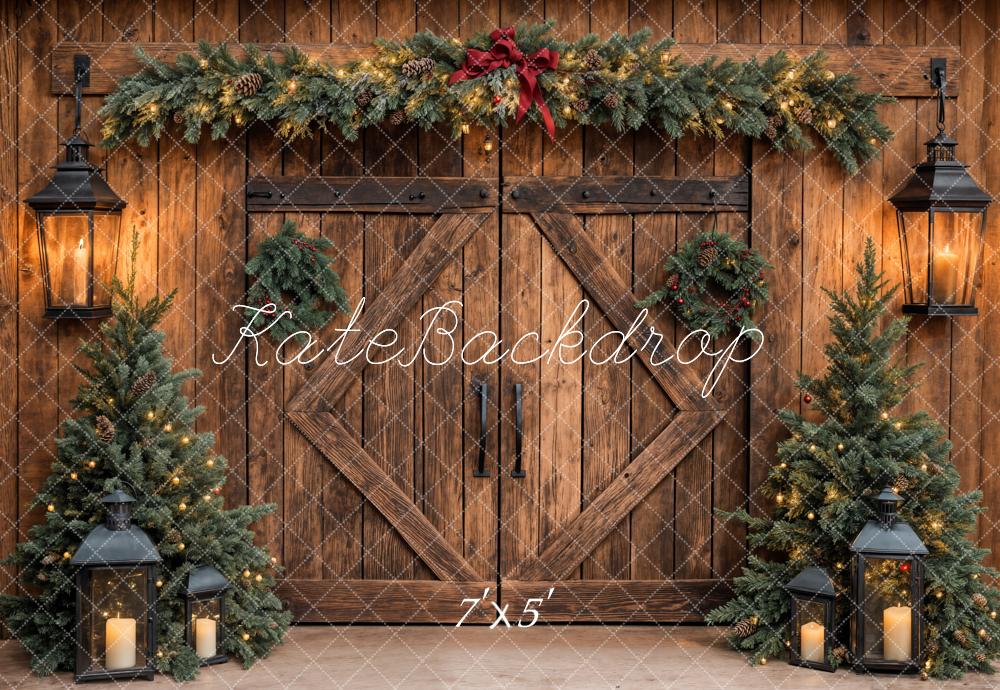 Kate Christmas Tree Rustic Barn Door Backdrop Designed by Emetselch
