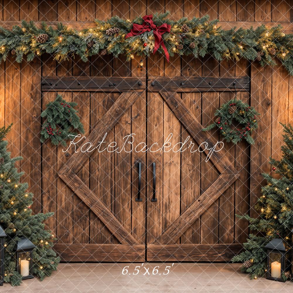 Kate Christmas Tree Rustic Barn Door Backdrop Designed by Emetselch - Image 2